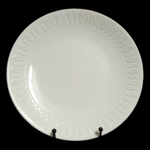 Gibson Designs WHITE DIAMONDS 2-Dinner Plates 10 3/8”D Embossed Oval Design