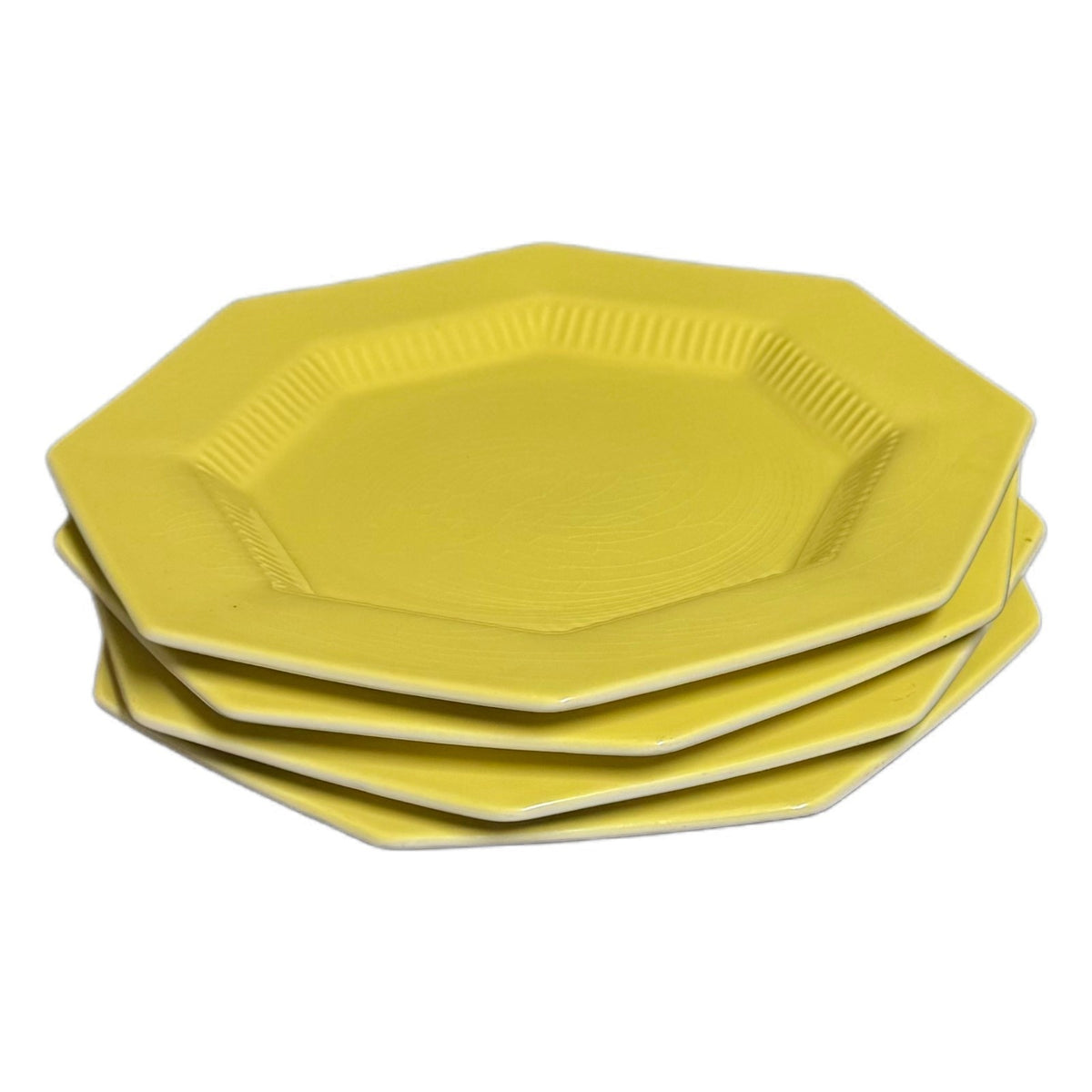 Nikko Daffodil Octagonal Salad Plates Set of 4 8 1/2” Yellow Japan
