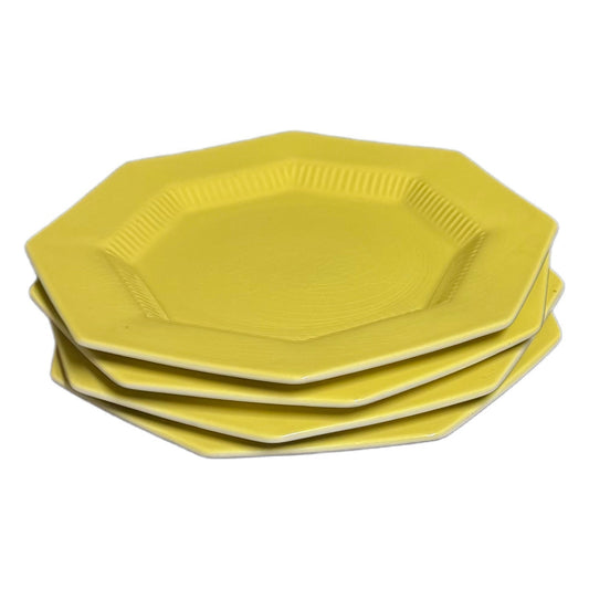 Nikko Daffodil Octagonal Salad Plates Set of 4 8 1/2” Yellow Japan