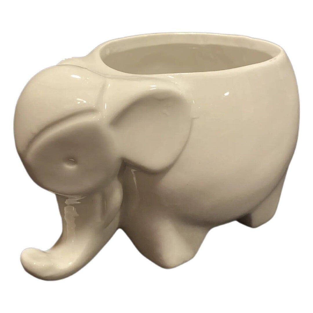 Elephant Shape Planter Greyish White Ceramic Pot Cactus Flower Home Balcony Desk