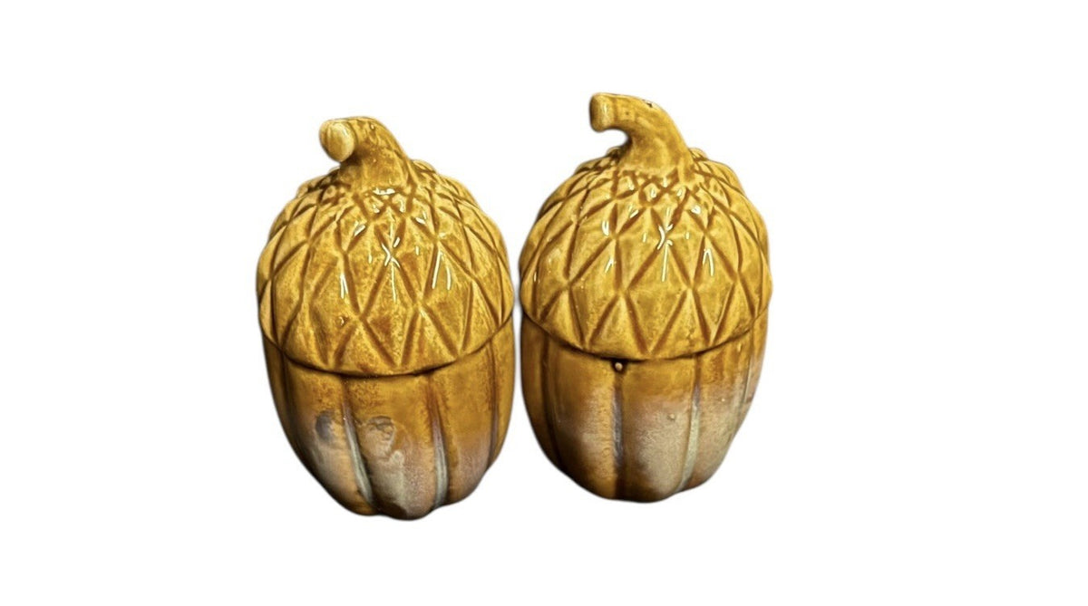 Acorn Salt & Pepper Shakers Set Ceramic 3.5” H Fall Autumn Thanksgiving Decor
