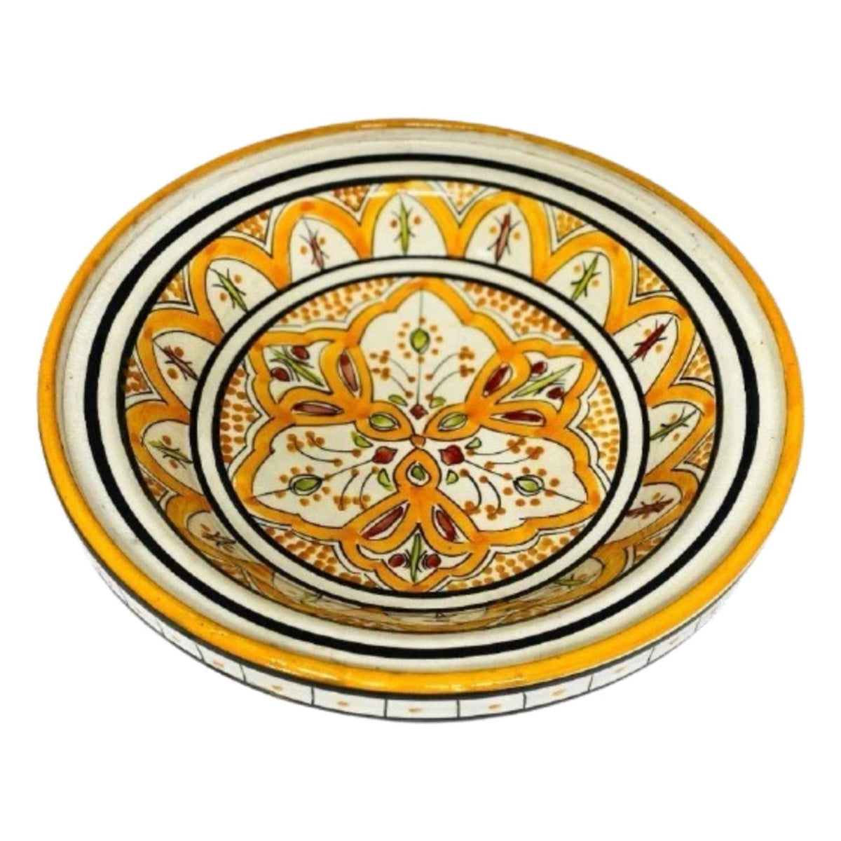 Handmade Moroccan Bhar Orange Pasta Bowl 9.5/8” Tagine Style Terracotta No Lid