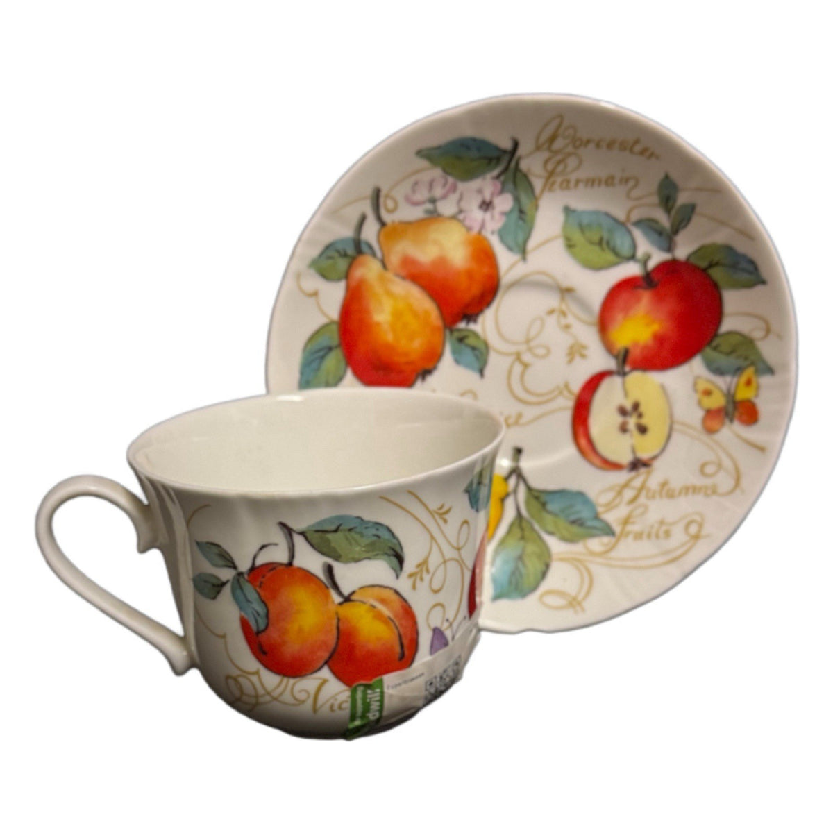 Roy Kirkham Morello Bone China Cup & Saucer England 1997 Fruit Vtg Rare