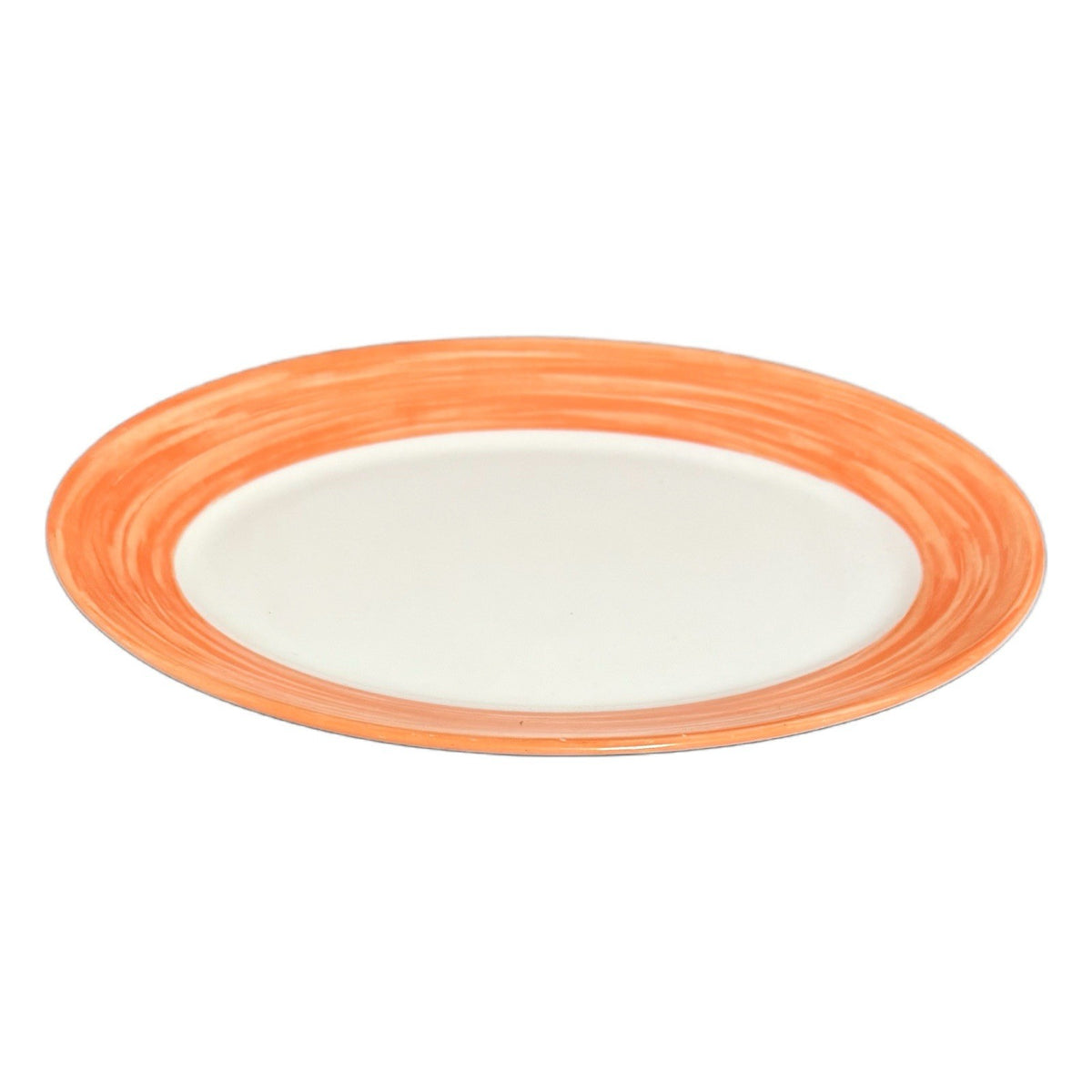 Arcoroc Brush Orange Oval Platters 11.75” D White-Orange Dinnerware Set of 5