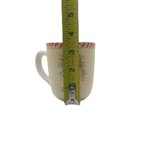 Gibson Designs OASIS PALM 3-Mugs Cups 8 oz Palm Tree Ceramic Coffee Tea Red Trim