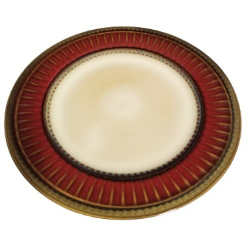 Gibson Elite ARTISTE RED 4-Salad Plates 7 5/8” D Red Brown Rim Ribbed and Dots