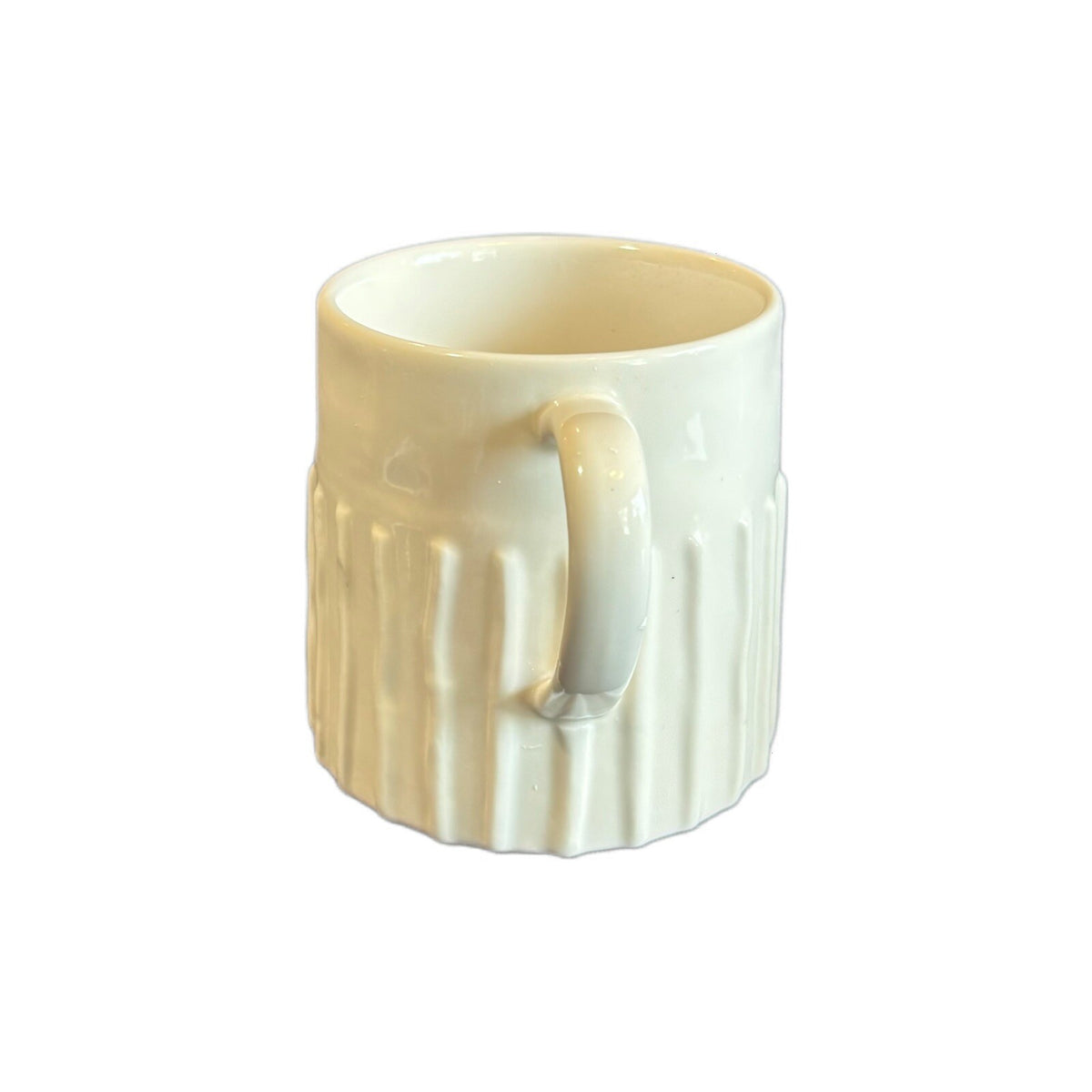 RAE DUNN SIP Mug Ribbed Coffee Tea Drink Artisan Collection Magenta 4” H White
