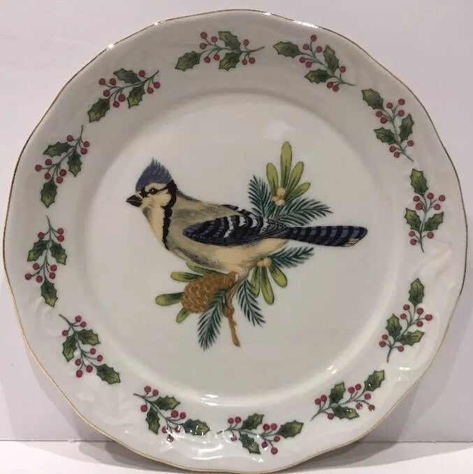 Gibson "SONGBIRDS" 1-Dessert/Bread & Butter Holiday Holly Berries Plate 6 3/4"D