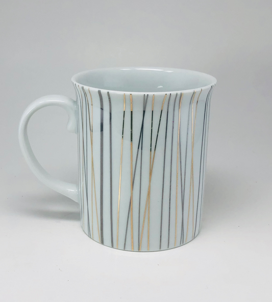 Threshold White Porcelain Mug 13 oz Gold Silver Stripe Coffee Tea Cup Target