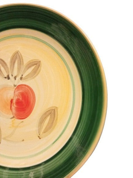 Gibson Designs APPLE HARVEST Dinner Plate Hand Painted 10 ¼" D Green Rim Apple