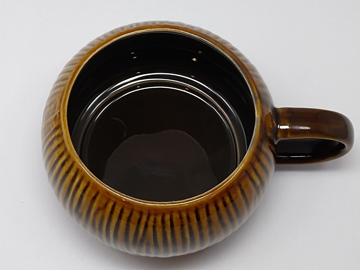 STARBUCKS Coffee Mug Coconut Shape Ribbed 2013 Ceramic Tea Cup Hot Chocolate