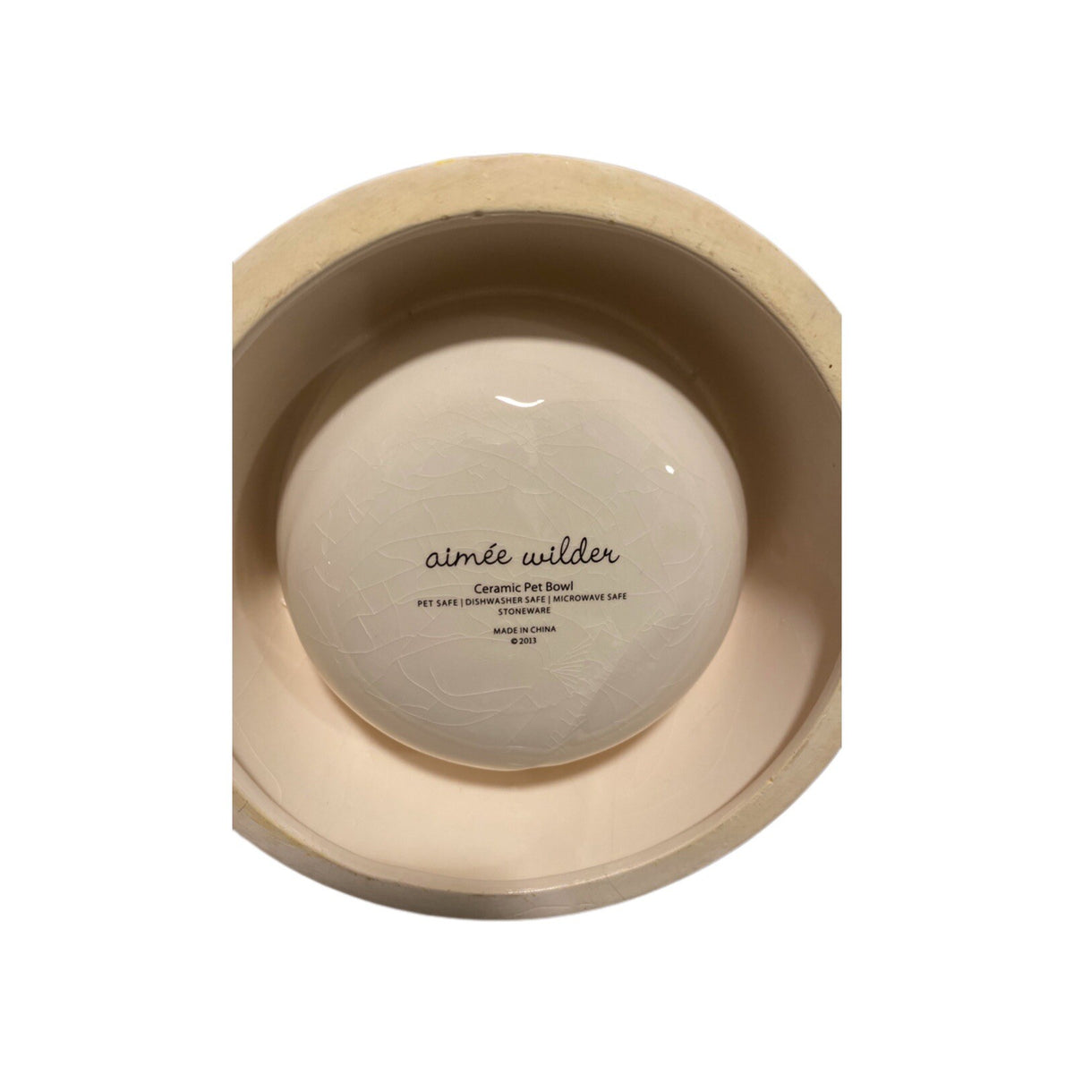 Dog Cat Food Bowl AIMEE WILDER Ceramic Anthropologie Pet Water Dish Bird Yellow