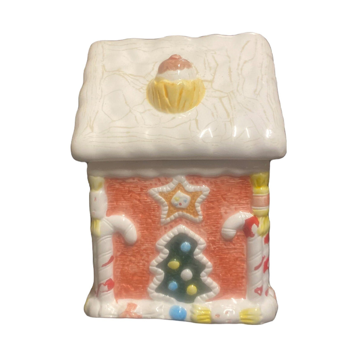 World Bazaar Gingerbread House Cookie Jar Christmas Holiday Decor 9.5” Tall