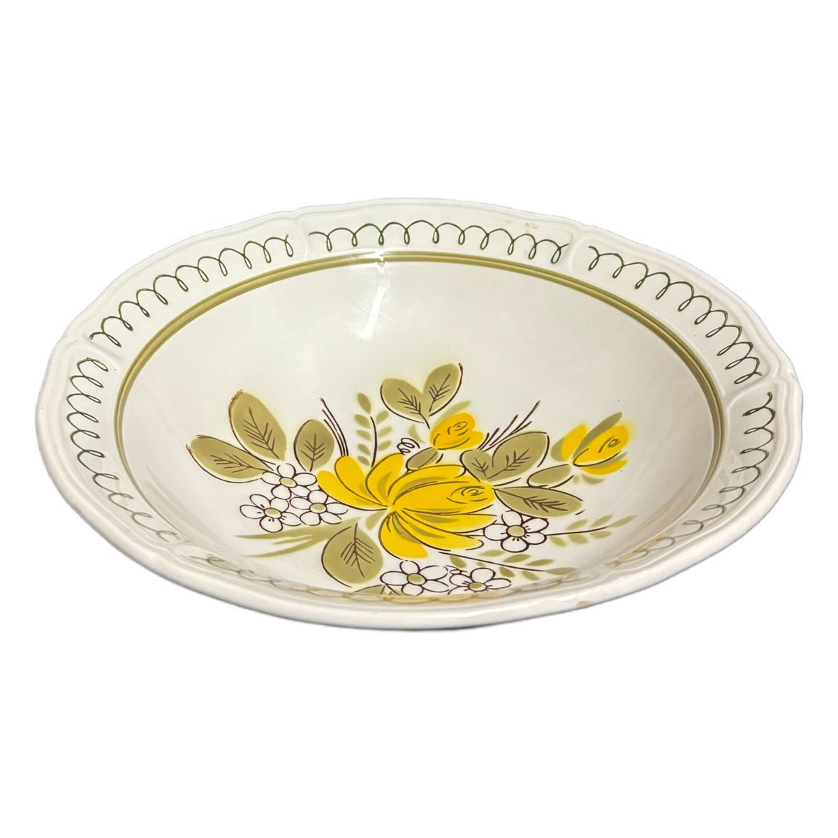 Mikasa Serving Bowl PLYMOUTH ROSE Round Terra Stone 7130 Japan Floral Oven Proof