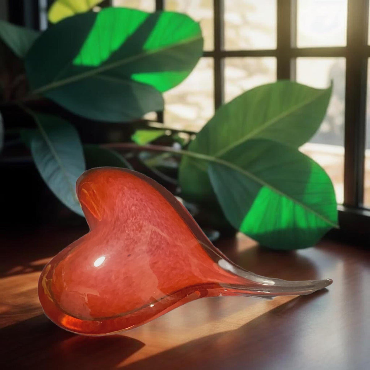 Red Heart Shaped Art Glass Hand Blown Home-Office-Tabletop Decor