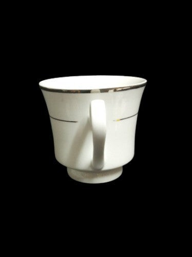 Gibson Designs Anniversary Platinum Cup & Saucer Set of 4 8 oz White China