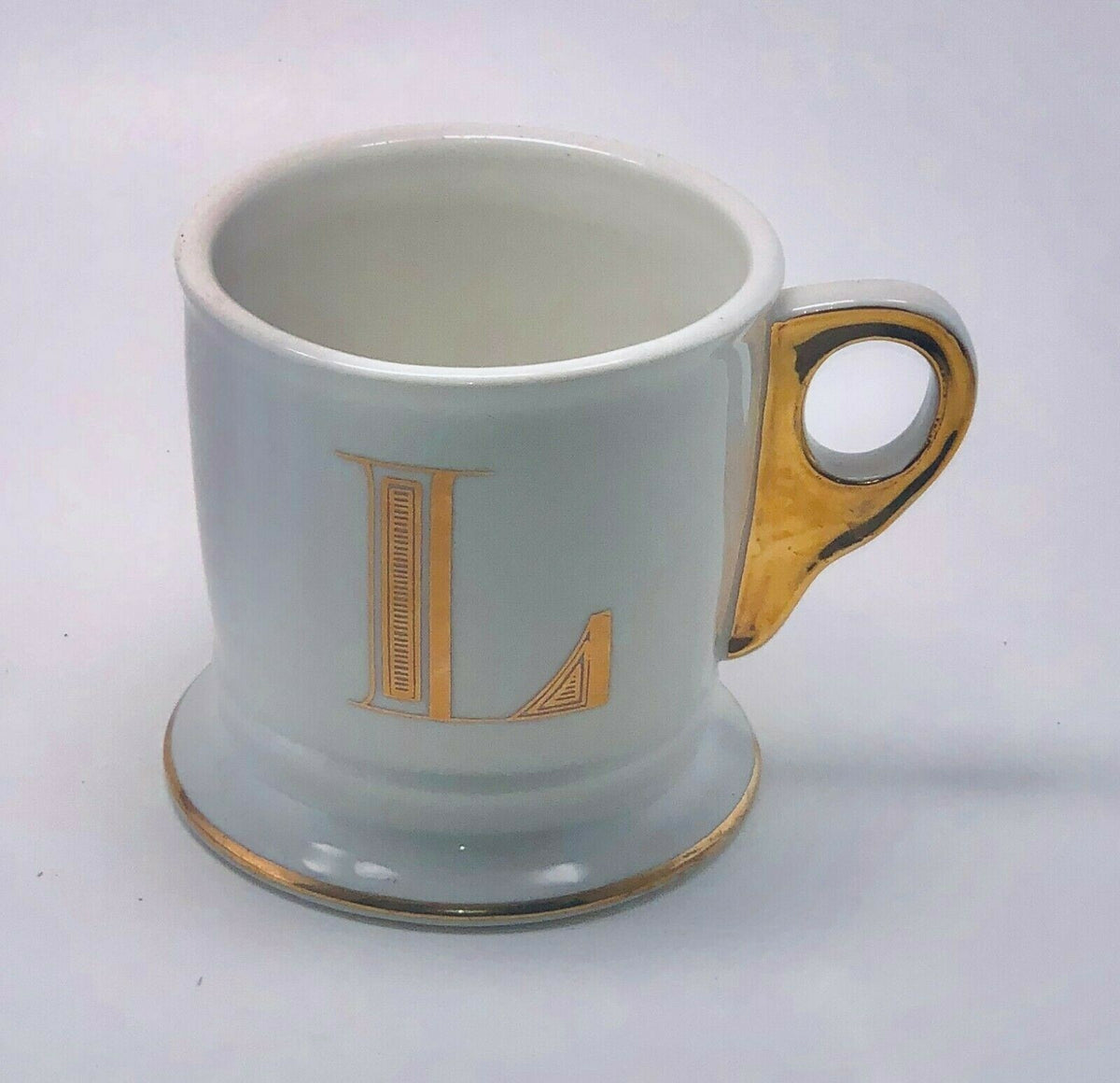 Anthropologie Initial Coffee Mug Limited Edition White Gold Monogram Letter Cup