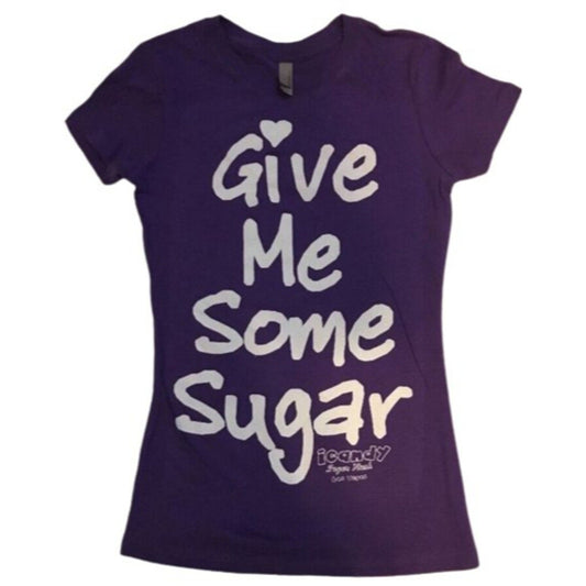 Next Level Apparel Give Me Some Sugar S. Women's Purple T-Shirt Top Short Sleeve