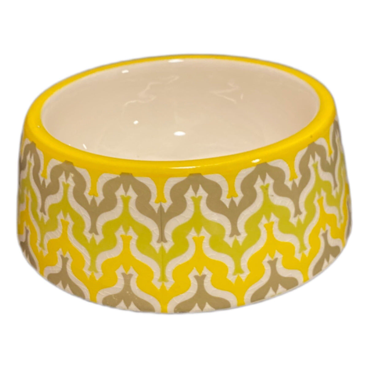 Dog Cat Food Bowl AIMEE WILDER Ceramic Anthropologie Pet Water Dish Bird Yellow