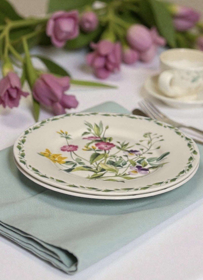 Set of 2 Queen’s Churchill The Garden Salad Plates RHS England Floral Design