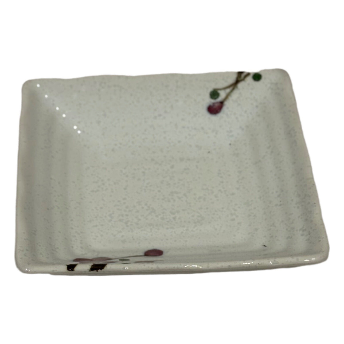 Vintage KoTo 6-Appetizer Plates Red Flower Blossom Ceramic Japanese Dessert Dish