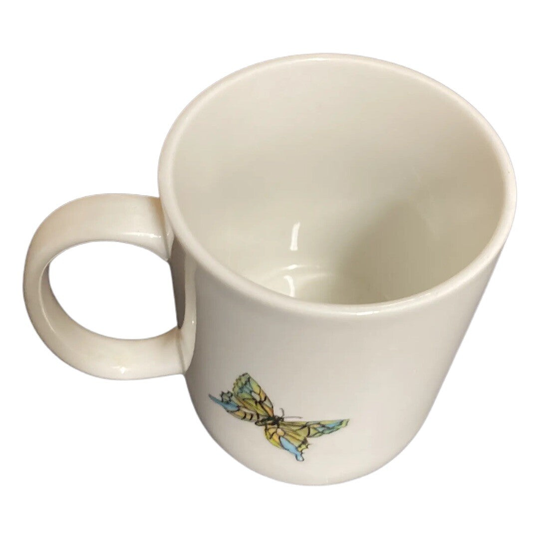 Butterflies Flowers Coffee Mug Hand Painted By Florence Gerber Porcelain Tea Cup