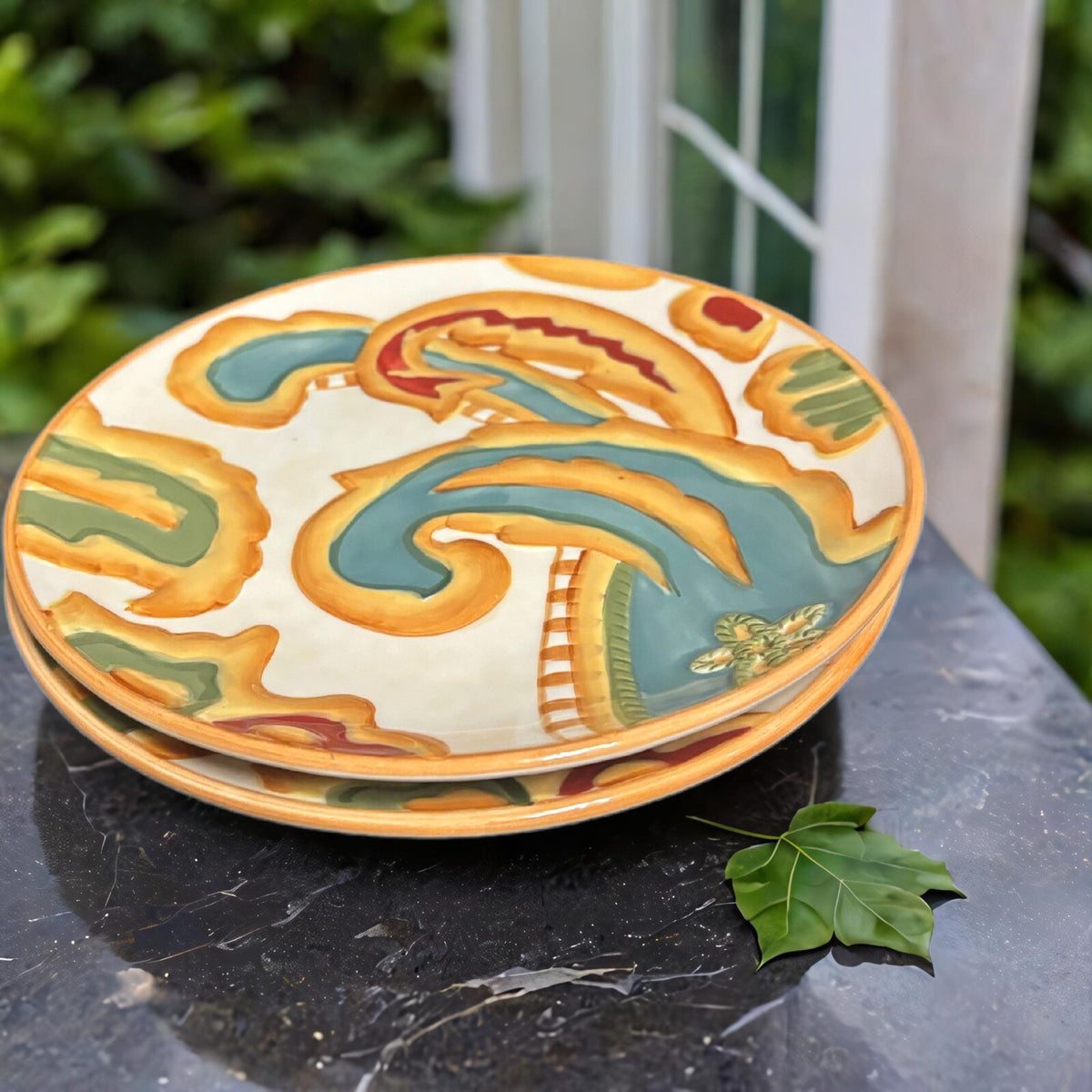 Fitz And Floyd 2-Salad Plates CARISSA PAISLEY Embossed Luncheon Dessert Dish