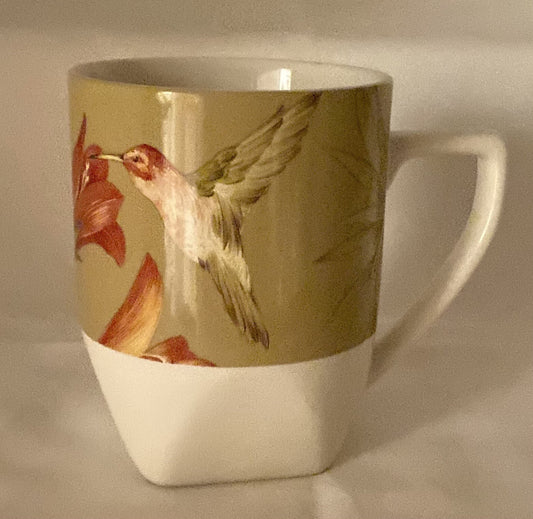 222 Fifth PTS Int’l. “ANTIGUA”  Stoneware Coffee Mug Hummingbird Tea Cup 12 oz