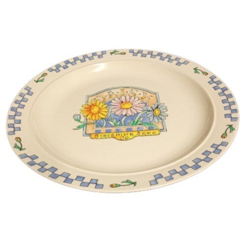 Gibson Designs DAISY 2-Dinner Plates 10 ¼” D Sunshine Seed Floral Stoneware Dish