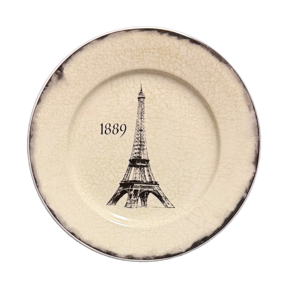 Santa Barbara Marco Fabiano Paris Plates Set of 4 Eiffel Arc Fleur 8.25” Decor