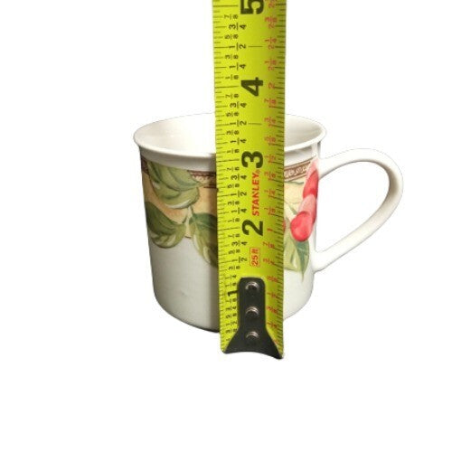 Gibson Designs FRUIT GROVE 6-Cups & 6-Saucers Peaches Cherries Grapes Tea Coffee