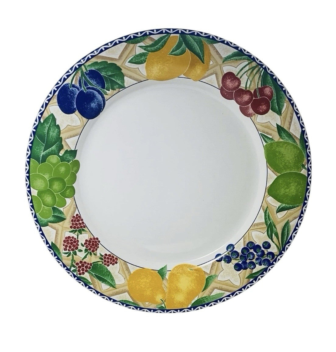 Sango Delight 4869 Set of 4 Dinner Plates Fruit Rim 10.75” Stoneware Vintage