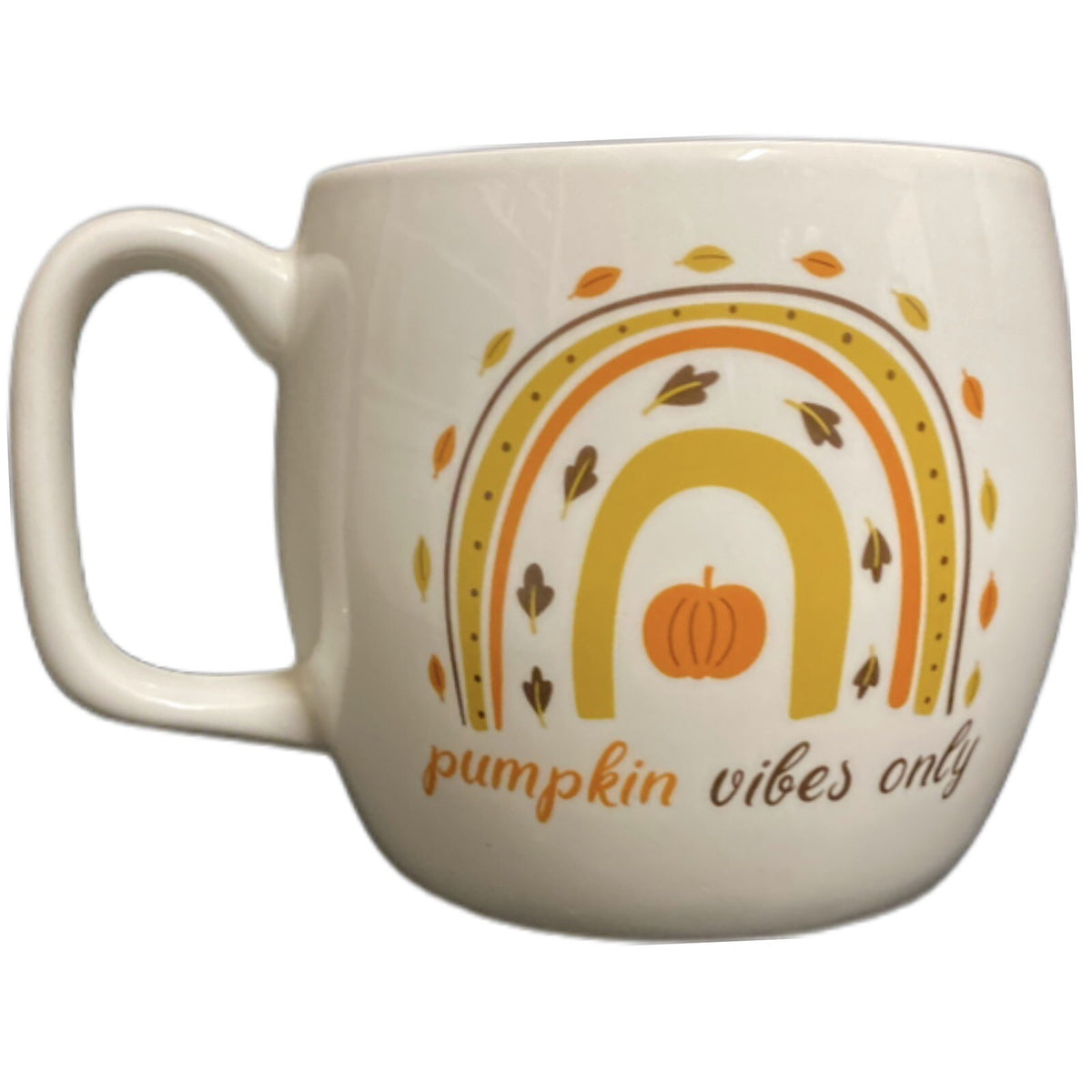 PUMPKIN VIBES ONLY Coffee Mug Rainbow Fall Harvest Ceramic White Cup Unbranded