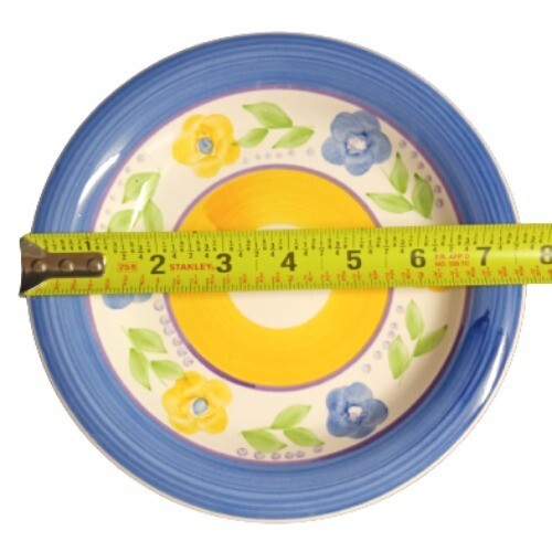 Gibson Designs BELLA Salad Plate 7 5/8"D  Blue & Yellow Flowers Dessert Dish