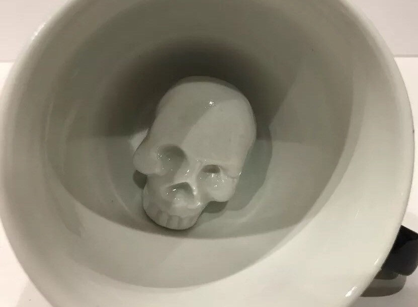 Halloween "Creatures Cups" SKULL Ceramic Coffee Mug Tea Cup Skeleton Black 11 oz