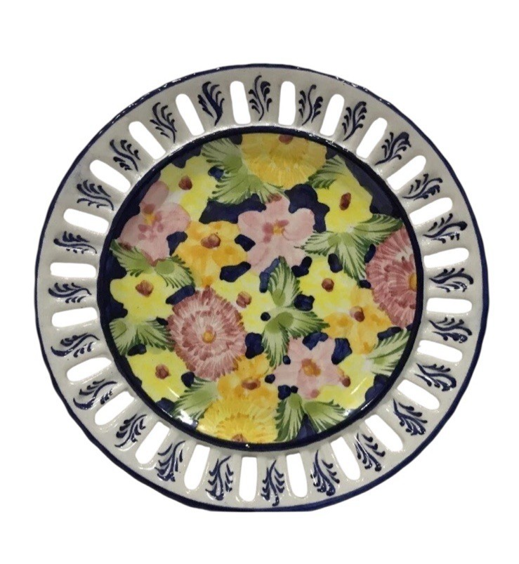 Vintage Jay Wilfred Andrea Sadek Portugal Lattice Hand Painted Floral Plate