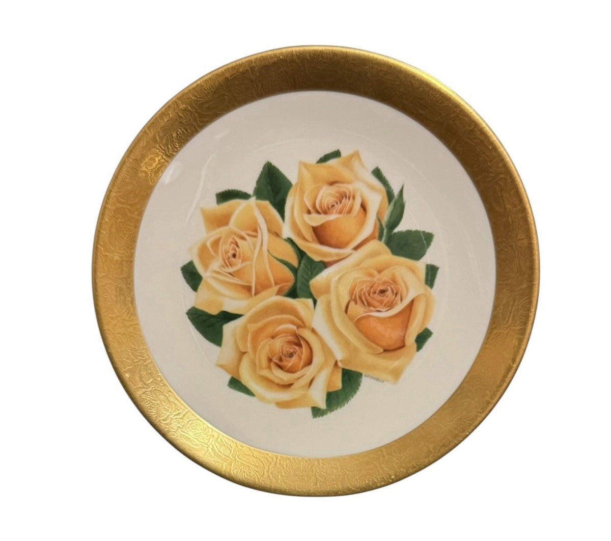 Set of 3 Heritage House Rose Collector Plates 6 5/8” Gold Rim Ltd Ed 7500