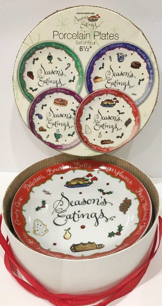 JILL SEALE 4 Dessert Plates Season's Eatings Collection Boston Warehouse 2004