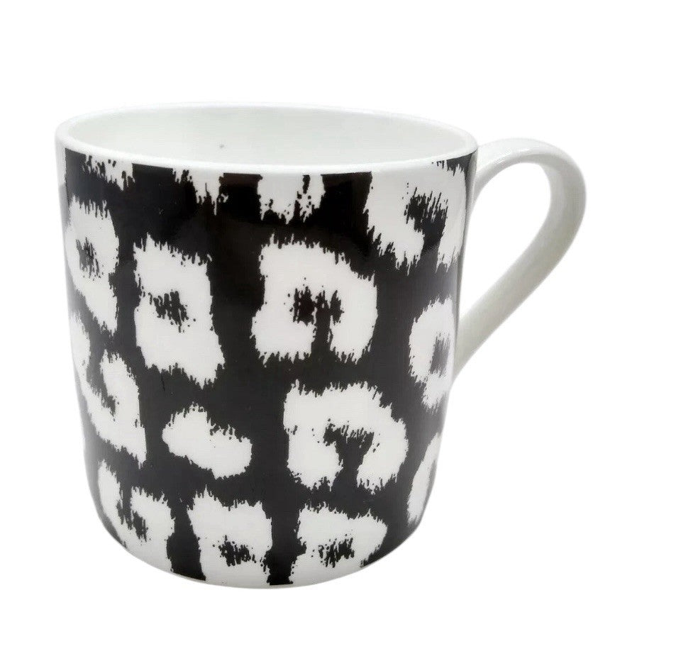 PORTOBELLO Inspire Fine Bone China Mug Leopard Skin Black White Abstract 16oz