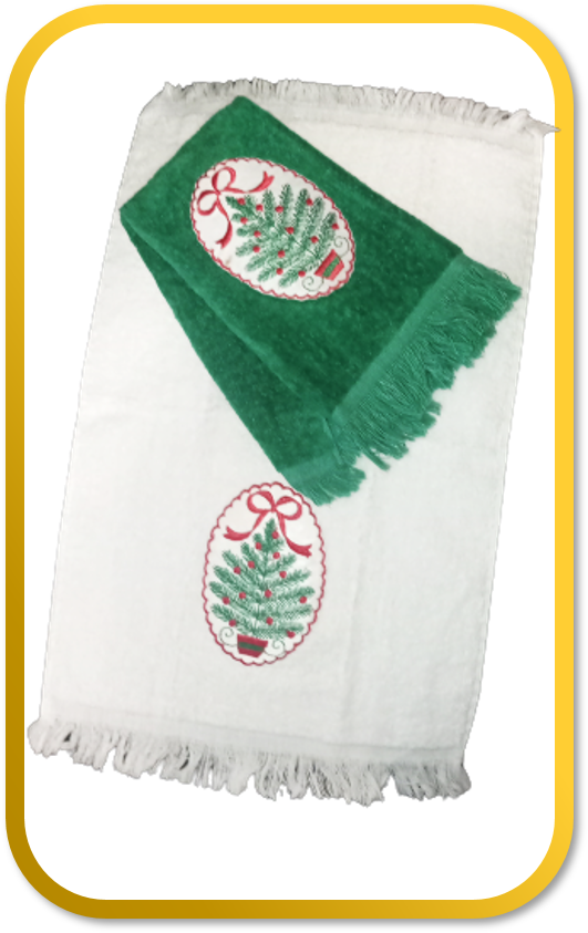 CANNON TOWELS SET CHRISTMAS TREE APPLIQUÉ  GREEN/RED/WHITE