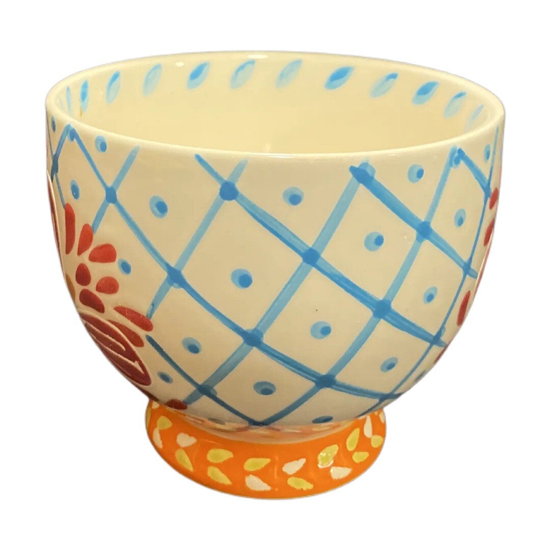 Coastline Imports Artistic Accents Ceramic Floral Coffee Mug Blue Handle Tea Cup
