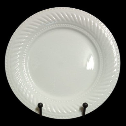 Gibson Designs IMPERIAL BRAID Chop Plate 12 1/8" D White Rope Dots Embossed