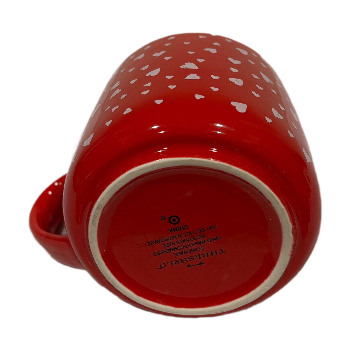 THRESHOLD Red Mug White Hearts Valentines Day Stoneware Tea Coffee Cup Target