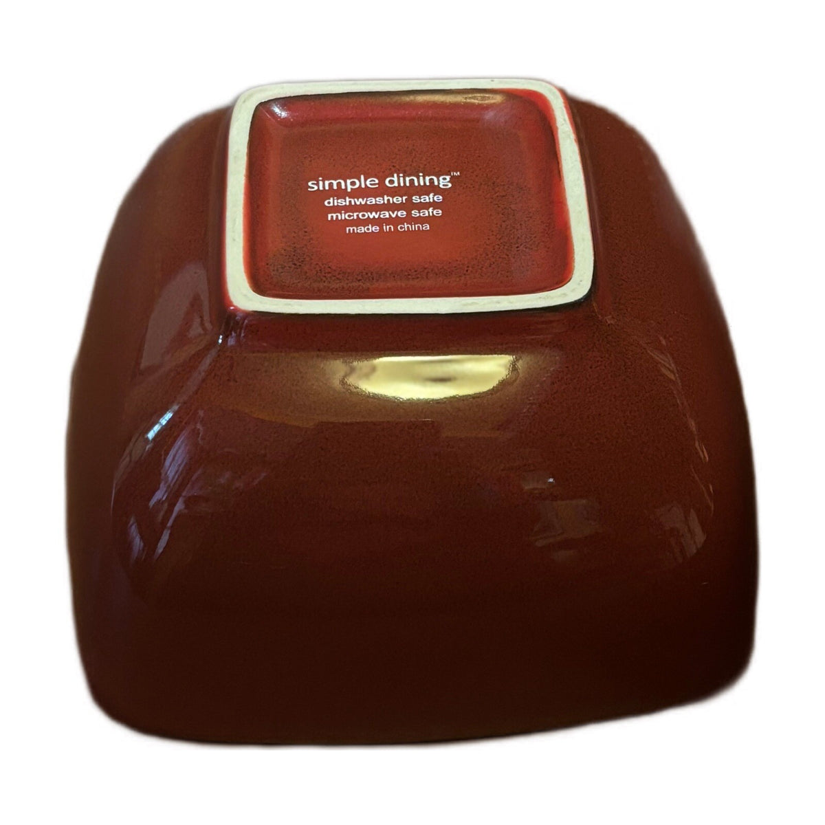 Simple Dining 4-Soup Bowls Solid Burgundy Square Shaped Square Cereal Stoneware