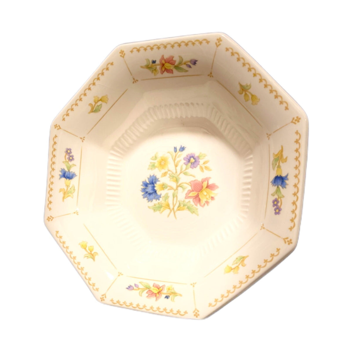 Nikko MAGENTA 4 Cereal Bowls 6 5/8” D Octagonal Floral Japan Classic Collection