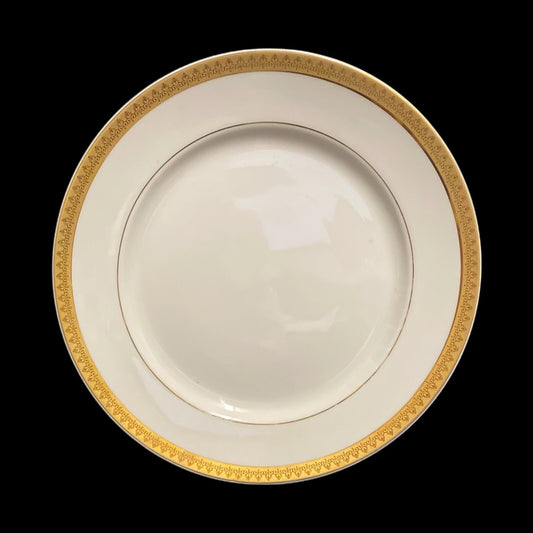 Gabbay QUEEN VICTORIA 6- Dinner Plates Ceramic White Gold Border Trim Dinnerware