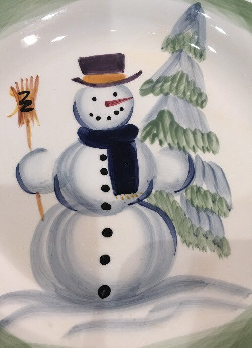 Tabletops Unlimited 7-Salad Plates HOLIDAY ESPAÑA Hand Painted Winter Snowman