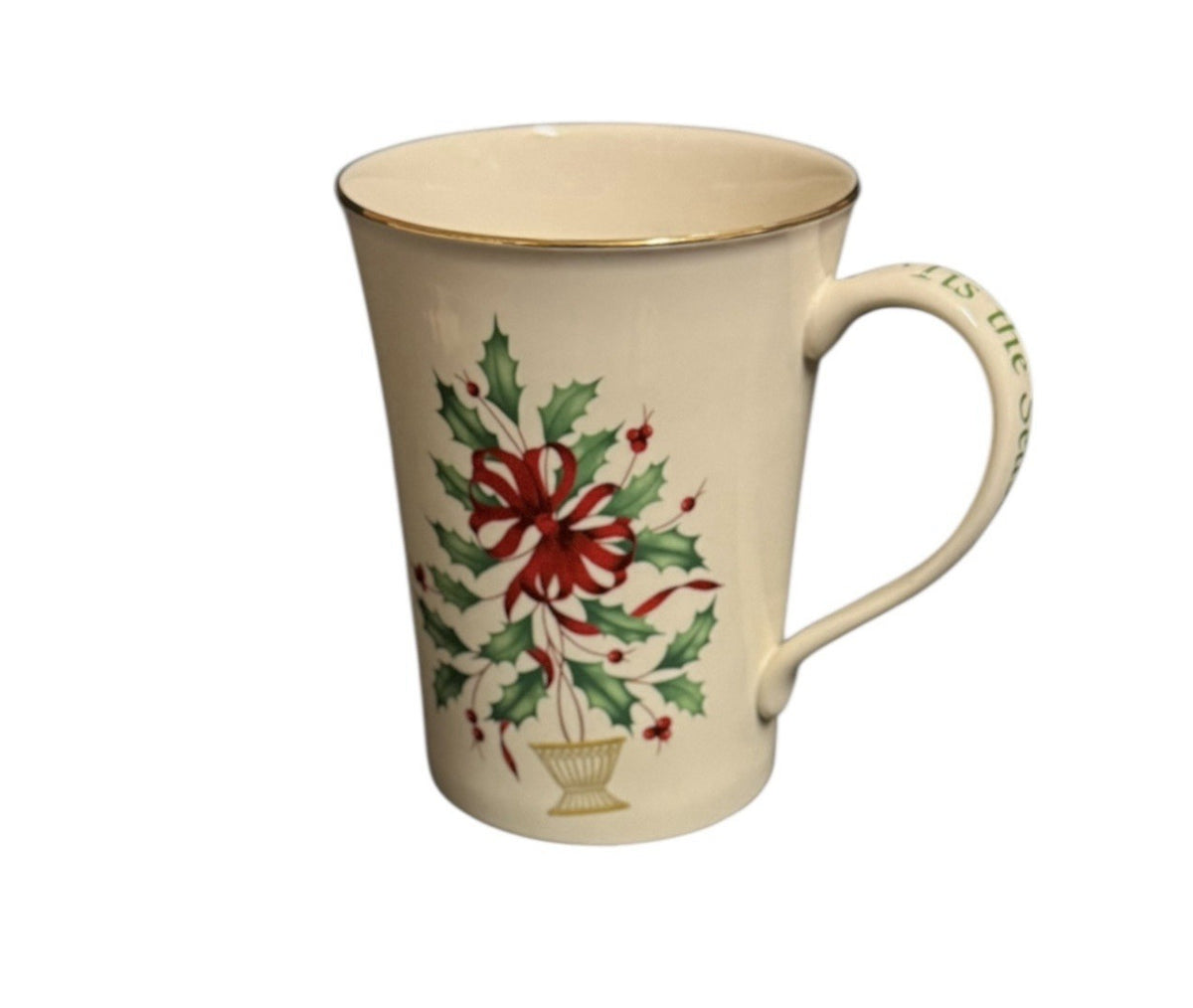 Lenox Holiday Warmest Wishes Poinsettia Christmas Mug Ivory