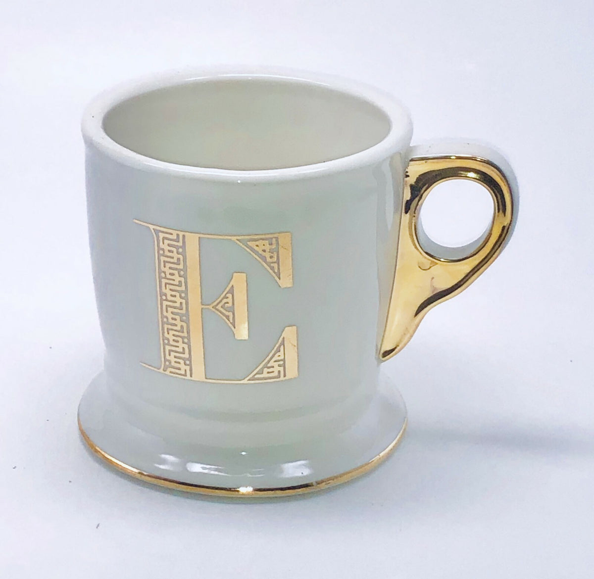 Anthropologie Initial Coffee Mug Limited Edition White Gold Monogram Letter Cup