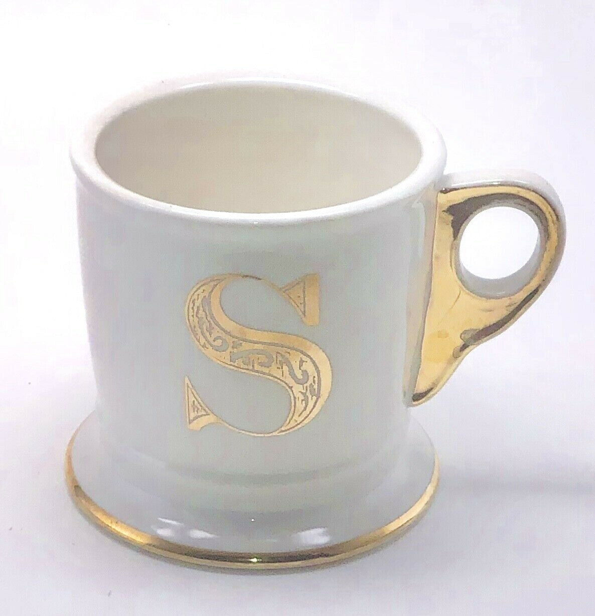 Anthropologie Initial Coffee Mug Limited Edition White Gold Monogram Letter Cup